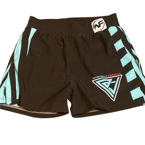 Kids Athletic Shorts - Black and Aqua Blue